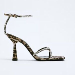 Zara Cheetah print rhinestone studded heels.
